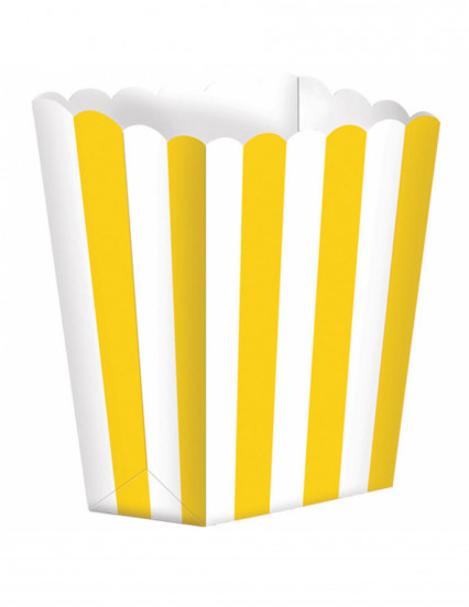 5 Boîtes à popcorn rayures jaunes et blanches 9,5 x 13,5 cm 5 Boîtes à popcorn rayures jaunes et blanches 9,5 x 13,5 cm