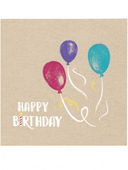 20 Serviettes en papier Happy Birthday kraft et bleues 33 x 33 cm 20 Serviettes en papier Happy Birthday kraft et bleues 33 x 33 cm