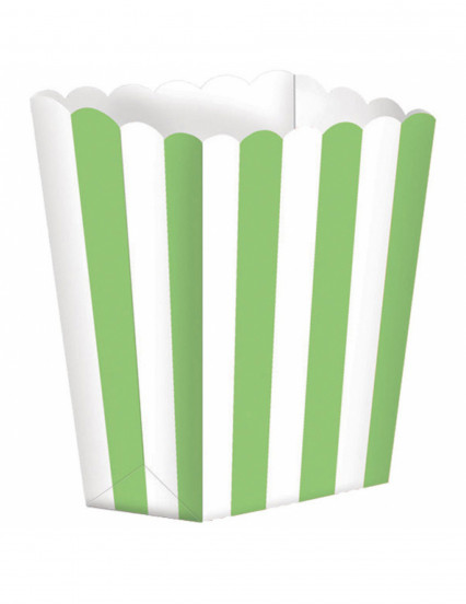 5 Boîtes à popcorn rayures vertes et blanches 9,5 x 13,5 cm 5 Boîtes à popcorn rayures vertes et blanches 9,5 x 13,5 cm