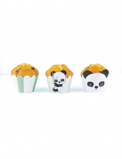 6 Habillages moules à cupcake Bébé Panda blancs et verts pastel 6 Habillages moules à cupcake Bébé Panda blancs et verts pastel