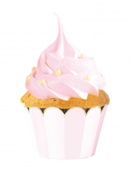 6 Habillages moules à cupcake roses et blancs 6 Habillages moules à cupcake roses et blancs