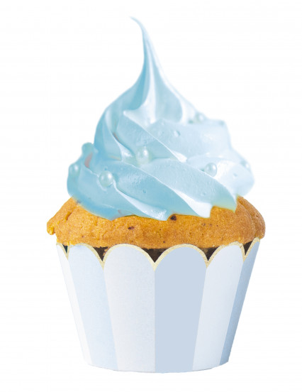 6 Habillages moules à cupcake bleus et blancs 6 Habillages moules à cupcake bleus et blancs