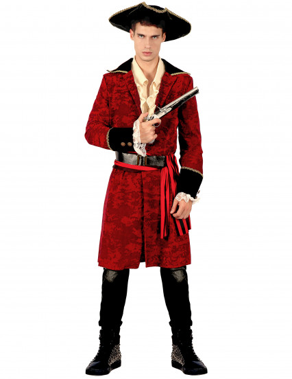 Déguisement pirate chic rouge et noir homme Déguisement pirate chic rouge et noir homme