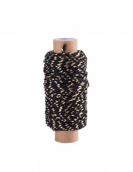Bobine baker twine cordelette noir et or 4 mm x 50 m Bobine baker twine cordelette noir et or 4 mm x 50 m