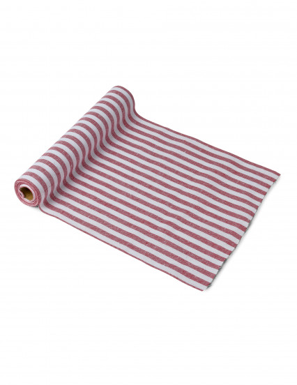 Chemin de table coton rayures rouges et blanches 28 cm x 5 m Chemin de table coton rayures rouges et blanches 28 cm x 5 m
