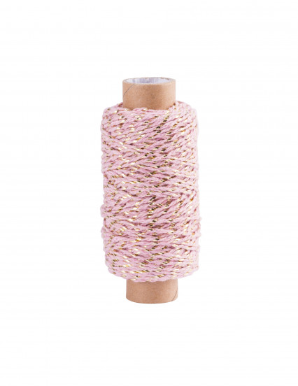 Bobine cordelette baker twine rose et doré 4 mm x 50 m Bobine cordelette baker twine rose et doré 4 mm x 50 m