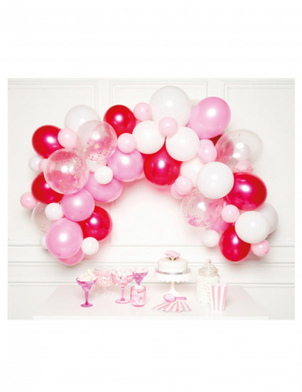 Kit arche de 70 ballons dégradé de rose Kit arche de 70 ballons dégradé de rose