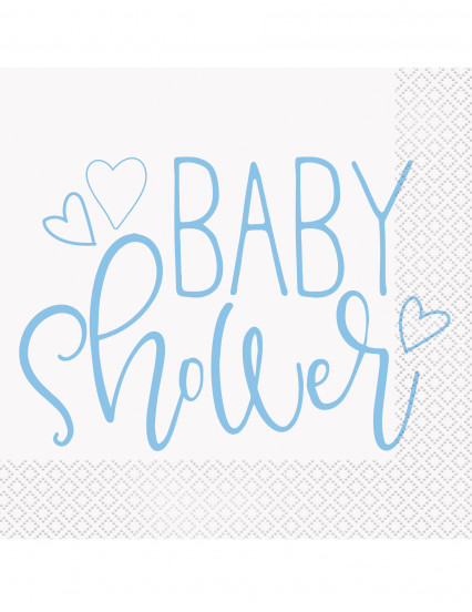 16 Serviettes en papier baby shower bleues et blanches 33 x 33 cm 16 Serviettes en papier baby shower bleues et blanches 33 x 33 cm