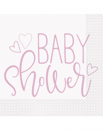 16 Serviettes en papier baby shower roses et blanches 33 x 33 cm 16 Serviettes en papier baby shower roses et blanches 33 x 33 cm
