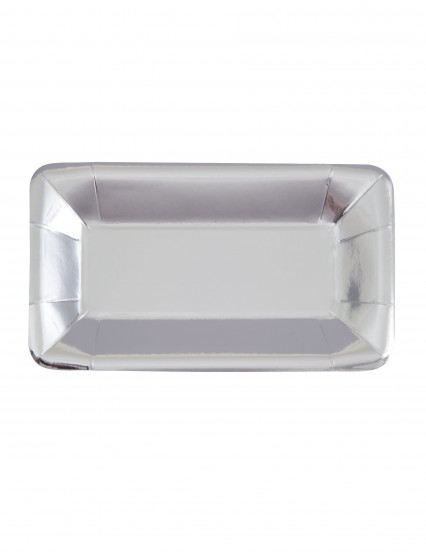 8 Plateaux apéritifs en carton argentés métallisés 22 x 13 cm 8 Plateaux apéritifs en carton argentés métallisés 22 x 13 cm