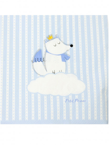 20 Serviettes en papier renard blanches et bleues 33 x 33 cm 20 Serviettes en papier renard blanches et bleues 33 x 33 cm