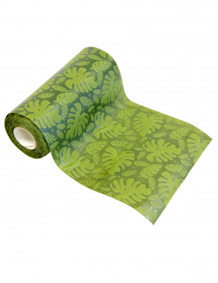 Chemin de table intissé relief feuille tropicale vert 15 cm x 5 m Chemin de table intissé relief feuille tropicale vert 15 cm x 5 m