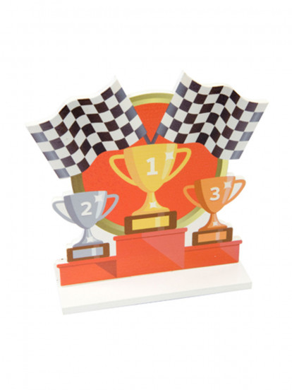 Centre de table en bois podium course automobile 12,2 x 13 cm Centre de table en bois podium course automobile 12,2 x 13 cm