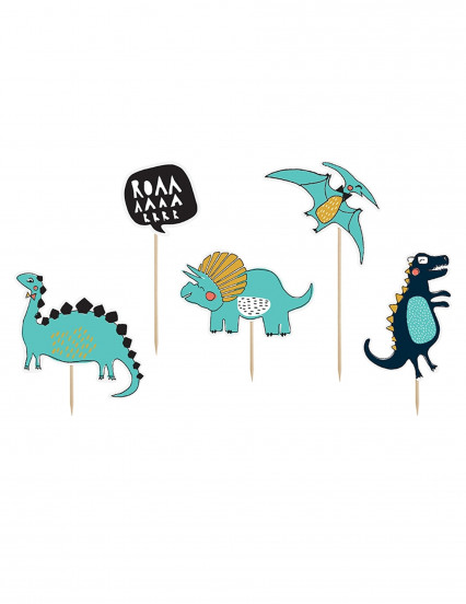 5 Cake toppers en carton dinosaures bleus 10,5 - 20 cm 5 Cake toppers en carton dinosaures bleus 10,5 - 20 cm