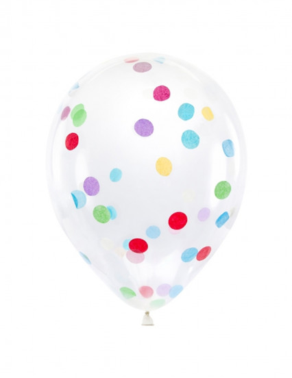 6 Ballons en latex transparents avec confettis multicolores 30 cm 6 Ballons en latex transparents avec confettis multicolores 30 cm
