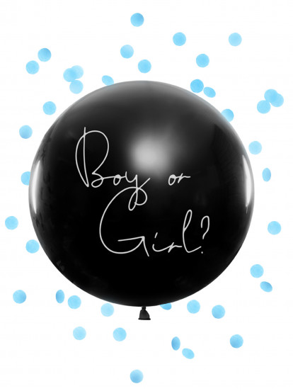 Ballon géant en latex boy or girl confettis bleus 1 m Ballon géant en latex boy or girl confettis bleus 1 m