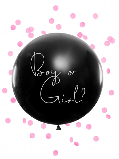 Ballon géant en latex boy or girl confettis roses 1 m Ballon géant en latex boy or girl confettis roses 1 m