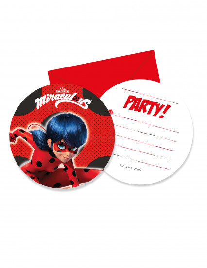6 Cartons d'invitation avec enveloppes Miraculous Ladybug™ 6 Cartons d'invitation avec enveloppes Miraculous Ladybug™