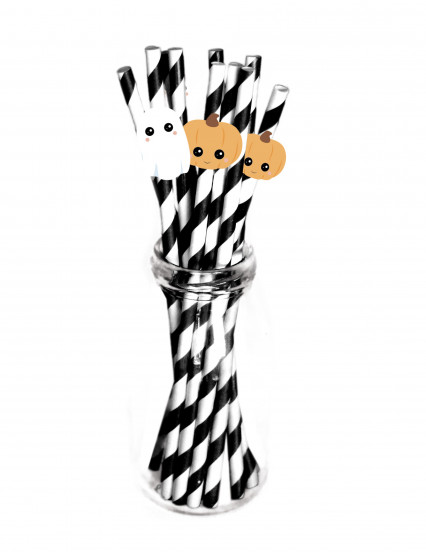 10 Pailles en carton noires et blanches sweety halloween 19,7 x 5 cm 10 Pailles en carton noires et blanches sweety halloween 19,7 x 5 cm