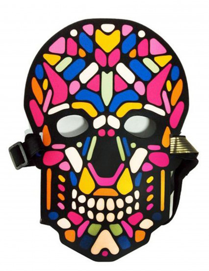 Masque crâne de squelette LED réactives adulte Masque crâne de squelette LED réactives adulte