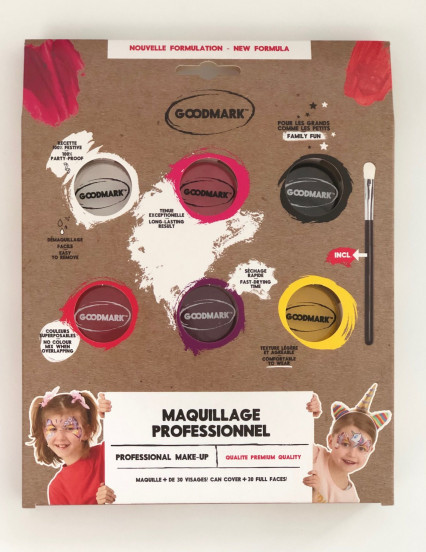 Palette maquillage professionnelle à l'eau thème fille 6 x 4 g Palette maquillage professionnelle à l'eau thème fille 6 x 4 g
