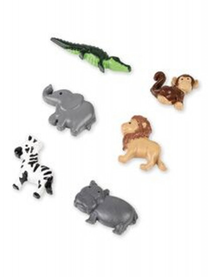 6 Animaux de la jungle adhésifs en résine 2,5 et 3,5 cm 6 Animaux de la jungle adhésifs en résine 2,5 et 3,5 cm