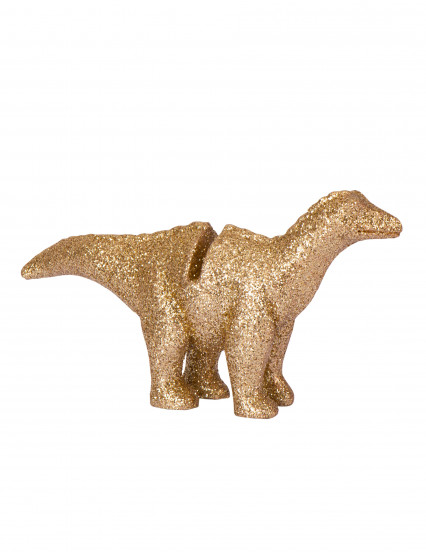 4 Marque-places en résine dinosaure paillettes dorés 9,5 x 5 cm 4 Marque-places en résine dinosaure paillettes dorés 9,5 x 5 cm