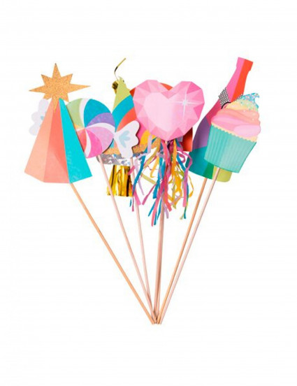 Kit photobooth multicolore tassels et paillettes dorées 7 accessoires Kit photobooth multicolore tassels et paillettes dorées 7 accessoires
