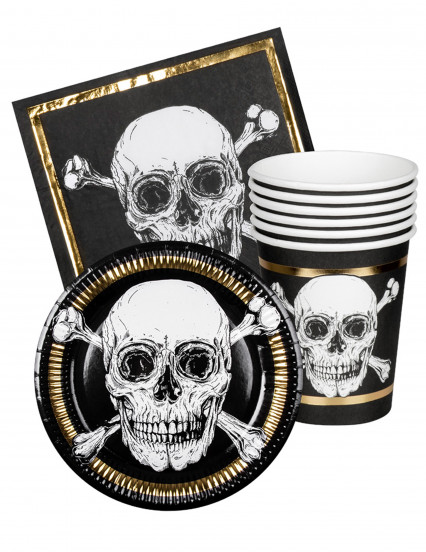 Kit vaisselle 6 personnes Pirate Jolly Roger Kit vaisselle 6 personnes Pirate Jolly Roger