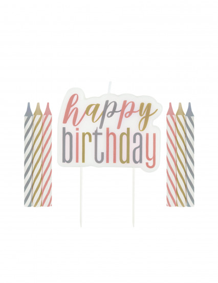 Bougies anniversaire happy birthday pastel Bougies anniversaire happy birthday pastel