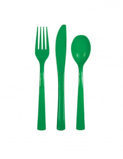 18 Couverts en plastique vert émeraude 18 Couverts en plastique vert émeraude