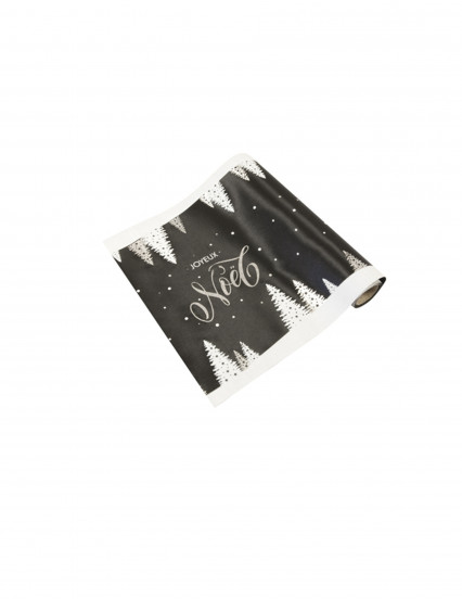 Chemin de table peau de pêche Joyeux Noël argenté 28 cm x 3 m Chemin de table peau de pêche Joyeux Noël argenté 28 cm x 3 m