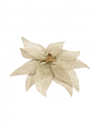 Nœud de poinsettia en toile avec perle en bois 20 cm Nœud de poinsettia en toile avec perle en bois 20 cm