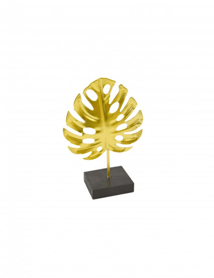 Décoration en métal sur socle feuille tropicale 15 x 10 cm Décoration en métal sur socle feuille tropicale 15 x 10 cm