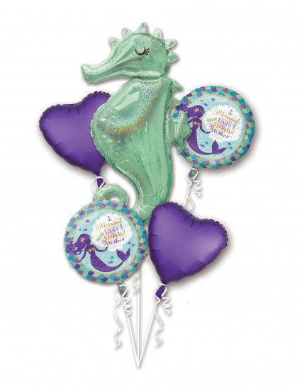 Bouquet de 5 ballons aluminium rêves de sirène Bouquet de 5 ballons aluminium rêves de sirène