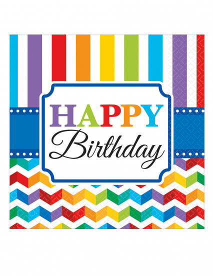 16 Serviettes en papier Happy Birthday multicolore 33 x 33 cm 16 Serviettes en papier Happy Birthday multicolore 33 x 33 cm