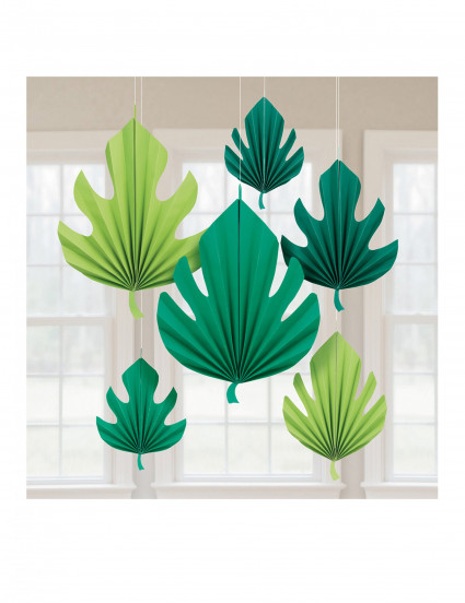 6 Décorations en carton à suspendre feuilles de Palmier 6 Décorations en carton à suspendre feuilles de Palmier