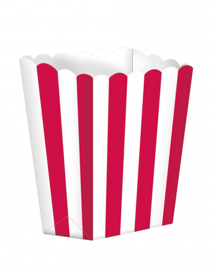 5 Boites à popcorn en carton rayées rouge et blanc 9 x 13 cm 5 Boites à popcorn en carton rayées rouge et blanc 9 x 13 cm