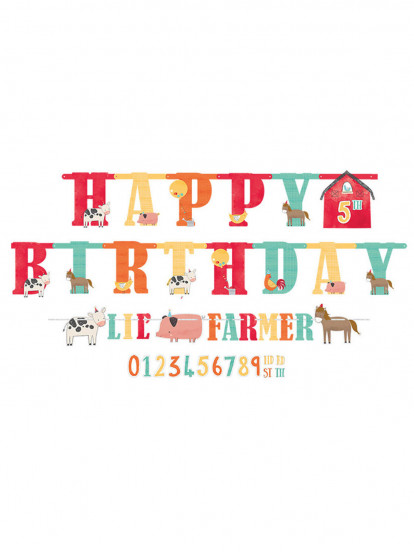 2 Guirlandes en carton Happy Birthday âge personnalisable à la ferme 2 Guirlandes en carton Happy Birthday âge personnalisable à la ferme