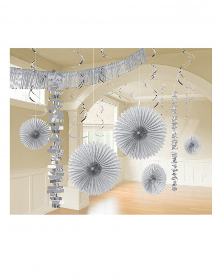 Kit de décoration en papier 18 pièces argenté Kit de décoration en papier 18 pièces argenté