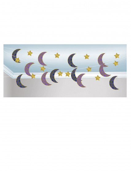 6 Guirlandes en papier lunes et étoiles mille et une nuits 2 m 13 6 Guirlandes en papier lunes et étoiles mille et une nuits 2 m 13