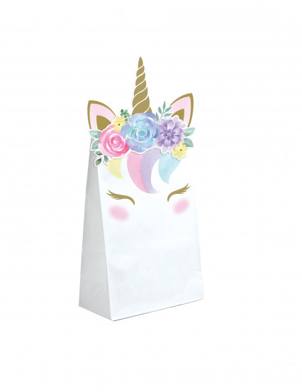 8 Sacs cadeaux en papier licorne féerique blancs 11,4 x 20 cm 8 Sacs cadeaux en papier licorne féerique blancs 11,4 x 20 cm