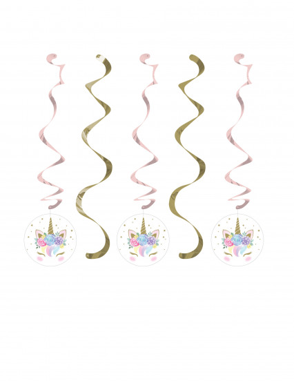 5 Suspensions en spirales licorne féerique 76 et 99 cm 5 Suspensions en spirales licorne féerique 76 et 99 cm