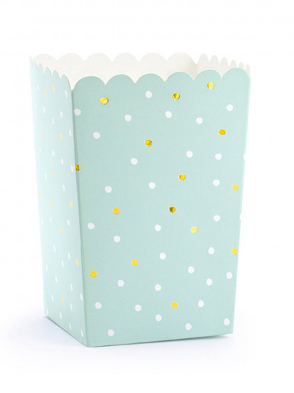 6 Boîtes à popcorn en carton menthe à pois 7 x 7 x 12,5 cm 6 Boîtes à popcorn en carton menthe à pois 7 x 7 x 12,5 cm