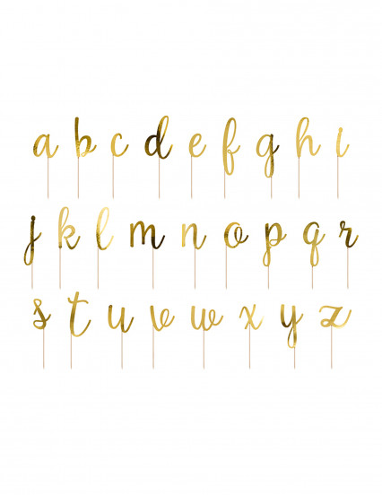Kit cake toppers en bois lettres dorées métallisées 9,5 - 12 cm Kit cake toppers en bois lettres dorées métallisées 9,5 - 12 cm