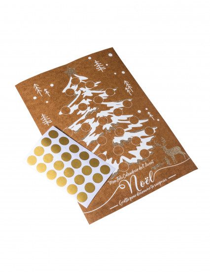 Calendrier de l'avent à gratter kraft sapin blanc 29,5 x 42 cm Calendrier de l'avent à gratter kraft sapin blanc 29,5 x 42 cm