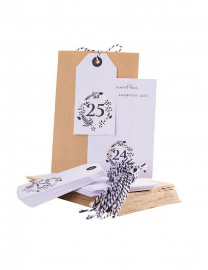 Calendrier de l'avent jolis moments 25 pochettes/étiquettes et ficelle Calendrier de l'avent jolis moments 25 pochettes/étiquettes et ficelle