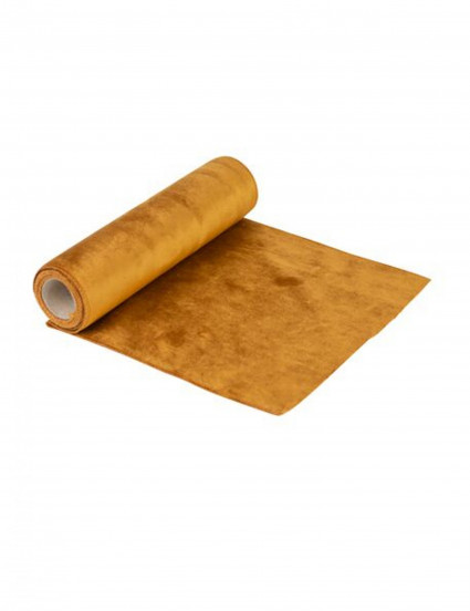 Chemin de table en velours moutarde luxe 30 cm x 2,5 m Chemin de table en velours moutarde luxe 30 cm x 2,5 m