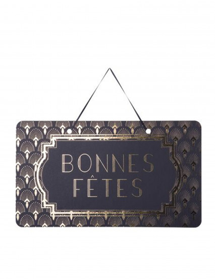 Pancarte bonnes fêtes noire et dorée 47 x 26 cm Pancarte bonnes fêtes noire et dorée 47 x 26 cm