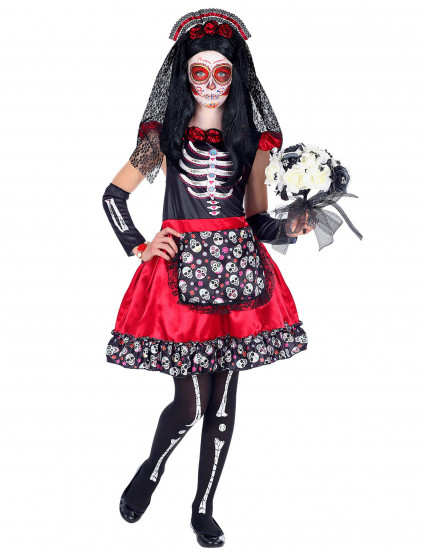 Déguisement Dia de los Muertos noir et rouge enfant Déguisement Dia de los Muertos noir et rouge enfant